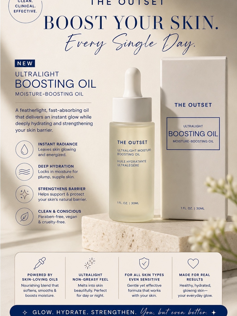 The Outset Ultralight Boosting Oil - Hydrating Face Oil (Cream)